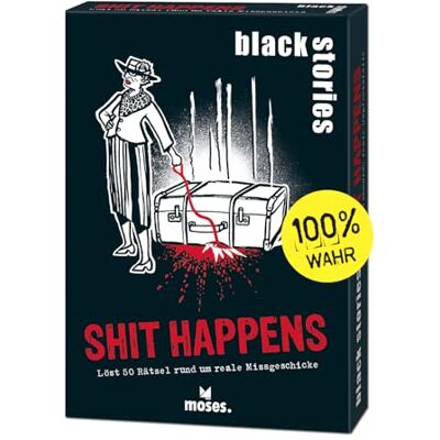 moses Black Stories Shit Happens – 50 énigmes Noires sur Les mésaventures réelles, Cartes de Crime dans Un Nouveau Design avec Deux Variantes, Jeu de Puzzle pour Adolescents et Adultes, 90047, Blanc moses Black Stories Shit Happens – 50 énigmes Noires sur Les mésaventures réelles, Cartes de Crime dans Un Nouveau Design avec Deux Variantes, Jeu de Puzzle pour Adolescents et Adultes, 90047, Blanc