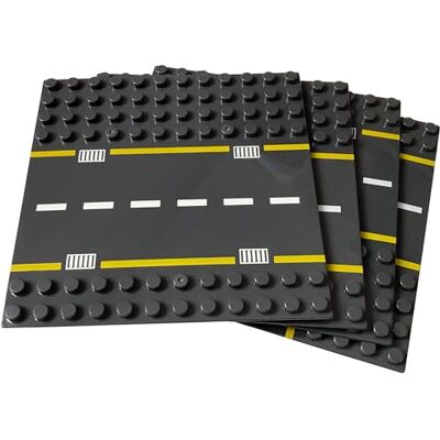 Apostrophe Games Plaques de Base de Route de Bloc de Construction, 4 Droites et incurvées Apostrophe Games Plaques de Base de Route de Bloc de Construction, 4 Droites et incurvées