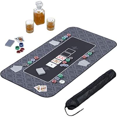 Relaxdays Texas Holdem Tapis de poker 120 x 60 cm Grand tapis de table de poker antidérapant en polyester Accessoire de poker Noir Relaxdays Texas Holdem Tapis de poker 120 x 60 cm Grand tapis de table de poker antidérapant en polyester Accessoire de poker Noir