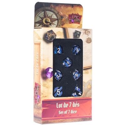 Ensemble de Dés en Métal Epic Forge - Noir et Bleu - Accessoires Jeux de Rôle - EF0012 Ensemble de Dés en Métal Epic Forge - Noir et Bleu - Accessoires Jeux de Rôle - EF0012