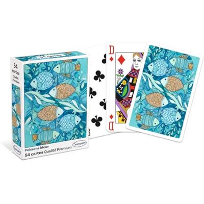 Sentosphère Jeu de 54 Cartes Classique Poissons Bleus Format Bridge Cartes à Jouer Standard Fabriqué en France Carte Douce et Glissante 1207 Sentosphère Jeu de 54 Cartes Classique Poissons Bleus Format Bridge Cartes à Jouer Standard Fabriqué en France Carte Douce et Glissante 1207