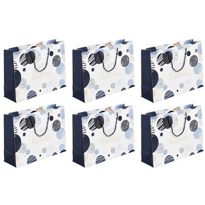 Eurowrap Clairefontaine 32487-6Cpack Un lot de 6 sacs cadeaux Excellia- Format Shopping 37,3x11,8x27,5 cm 210g Motif : HB Bleu- Emballage Cadeaux, idéal pour : Jeux Société, Puzzles Eurowrap Clairefontaine 32487-6Cpack Un lot de 6 sacs cadeaux Excellia- Format Shopping 37,3x11,8x27,5 cm 210g Motif : HB Bleu- Emballage Cadeaux, idéal pour : Jeux Société, Puzzles