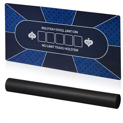 Relaxdays Tapis de Poker 120x60cm Texas Hold'em Antidérapant Imperméable Tapis de Poker avec Manchon 10 Joueurs Bleu Relaxdays Tapis de Poker 120x60cm Texas Hold'em Antidérapant Imperméable Tapis de Poker avec Manchon 10 Joueurs Bleu