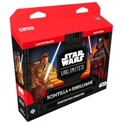 Asmodee Star Wars : Unlimited TCG Étincelle de rébellion, STARTER SET 2 JOUEURS, Jeu de cartes à collectionner pour enfants et adultes, 12 ans, 2+ joueurs, 20+ min., Edition en italien Asmodee Star Wars : Unlimited TCG Étincelle de rébellion, STARTER SET 2 JOUEURS, Jeu de cartes à collectionner pour enfants et adultes, 12 ans, 2+ joueurs, 20+ min., Edition en italien