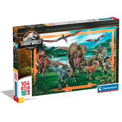 Clementoni Jurassic World Supercolor World-104 Pièces Enfants 4 Ans, Puzzle Dessins Animés Fabriqué en Italie, Multicolore, 23770 Clementoni Jurassic World Supercolor World-104 Pièces Enfants 4 Ans, Puzzle Dessins Animés Fabriqué en Italie, Multicolore, 23770