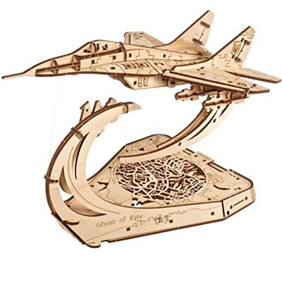 UGEARS houten vliegtuigmodellen The Ghost of Kyiv Oekraïense straaljagermodelset met beweegbare rolroeren, vleugelkleppen en staartroeren MiG-29 schaalmodel voor militaire vliegtuigen 3D-puzzels UGEARS houten vliegtuigmodellen The Ghost of Kyiv Oekraïense straaljagermodelset met beweegbare rolroeren, vleugelkleppen en staartroeren MiG-29 schaalmodel voor militaire vliegtuigen 3D-puzzels