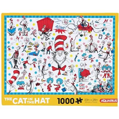 AQUARIUS Cat in The Hat Puzzle (1000 Piece Jigsaw Puzzle) Officially Licensed Dr. Seuss Merchandise & Collectibles Glare Free Precision Fit 20 x 28 Inches AQUARIUS Cat in The Hat Puzzle (1000 Piece Jigsaw Puzzle) Officially Licensed Dr. Seuss Merchandise & Collectibles Glare Free Precision Fit 20 x 28 Inches
