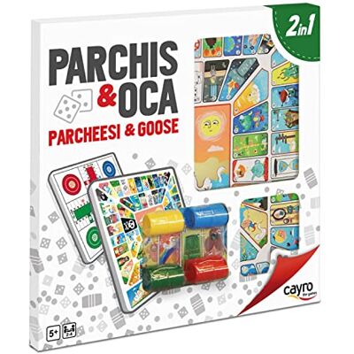 Cayro Plateau Parchis et Oie 2 en 1 Jeu de société familial Jeu traditionnel Durable et facile à transporter Amusant garanti Cayro Plateau Parchis et Oie 2 en 1 Jeu de société familial Jeu traditionnel Durable et facile à transporter Amusant garanti