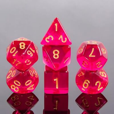 Rio Lot de 7 dés Multiformat – 16mm Violet Foncé Transparent Rio Lot de 7 dés Multiformat – 16mm Violet Foncé Transparent