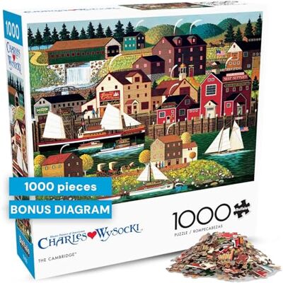 Buffalo Games Charles Wysocki The Cambridge Puzzle de 1 000 pièces pour adultes, stimulant parfait pour les soirées jeu, la taille finie est de 68 x 50 cm Buffalo Games Charles Wysocki The Cambridge Puzzle de 1 000 pièces pour adultes, stimulant parfait pour les soirées jeu, la taille finie est de 68 x 50 cm