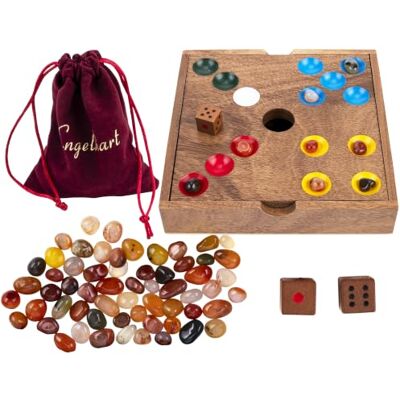 Engelhart -350443 Piggy Drop/Gemstones Jeu de société stratégique compétitif Boîte en bois de noyer 18,3 × 18,3 × 4 cm 60 pierres semi-précieuses, dés et sac Jeu familial amusant Engelhart -350443 Piggy Drop/Gemstones Jeu de société stratégique compétitif Boîte en bois de noyer 18,3 × 18,3 × 4 cm 60 pierres semi-précieuses, dés et sac Jeu familial amusant