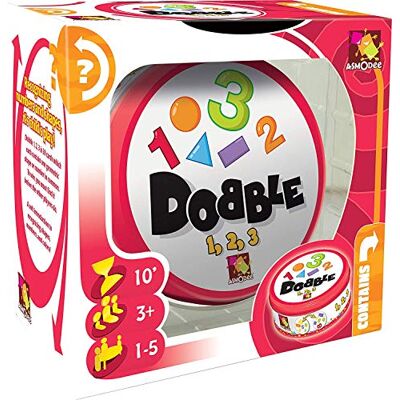 Asmodee , Dobble 1, 2, 3, Card Game, Ages 6+, 2-8 Players, 15 Minutes Playing Time Version Anglaise Asmodee , Dobble 1, 2, 3, Card Game, Ages 6+, 2-8 Players, 15 Minutes Playing Time Version Anglaise