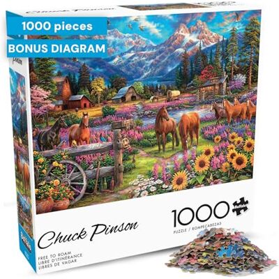 Buffalo Games Chuck Pinson – Free to Roam – Puzzle de 1000 pièces pour adultes – Puzzle stimulant parfait pour les soirées de jeu – Taille finie 68 x 50 cm Buffalo Games Chuck Pinson – Free to Roam – Puzzle de 1000 pièces pour adultes – Puzzle stimulant parfait pour les soirées de jeu – Taille finie 68 x 50 cm