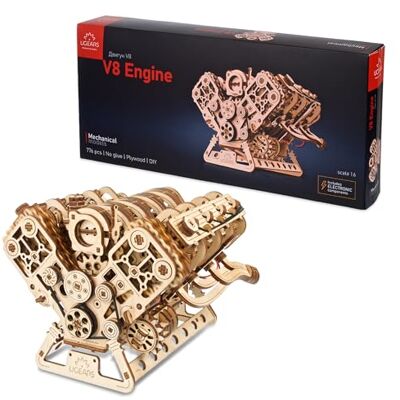 UGEARS V8 Engine Model Kit Puzzle 3D Avancé en Bois pour Adultes DIY Gift for Ingénieurs 776 Pièces UGEARS V8 Engine Model Kit Puzzle 3D Avancé en Bois pour Adultes DIY Gift for Ingénieurs 776 Pièces
