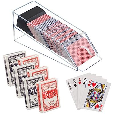 Relaxdays Luge à cartes avec 6 plateaux, accessoires Blackjack 10 x 10 x 29 cm Transparent/noir Relaxdays Luge à cartes avec 6 plateaux, accessoires Blackjack 10 x 10 x 29 cm Transparent/noir