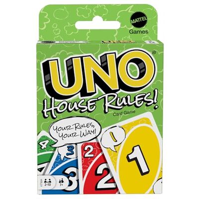 Mattel UNO House Rules HRL31 Jeu de cartes pour soirées familiales, soirées jeux, voyages, camping et fêtes Mattel UNO House Rules HRL31 Jeu de cartes pour soirées familiales, soirées jeux, voyages, camping et fêtes