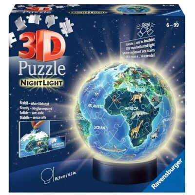 Ravensburger 11844 Puzzle 3D Terre dans la nuit Veilleuse – Boule de puzzle – 72 pièces – Pour les fans de globe à partir de 6 ans Ravensburger 11844 Puzzle 3D Terre dans la nuit Veilleuse – Boule de puzzle – 72 pièces – Pour les fans de globe à partir de 6 ans