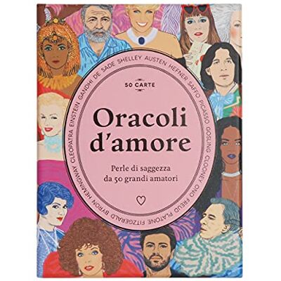 design24 Oracles d'Amore, Jeu en Boîte, Cartes Oracle pour Répondre à Vos Doutes sur l'Amour, 50 Conseils de Personnages Célèbres, Livret avec Biographies design24 Oracles d'Amore, Jeu en Boîte, Cartes Oracle pour Répondre à Vos Doutes sur l'Amour, 50 Conseils de Personnages Célèbres, Livret avec Biographies