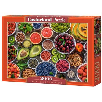 Castorland Puzzle de 2000 pièces, table pleine de superaliments, puzzle de nourriture, variété de fruits et de noix, nourriture colorée, puzzle adulte Castorland Puzzle de 2000 pièces, table pleine de superaliments, puzzle de nourriture, variété de fruits et de noix, nourriture colorée, puzzle adulte