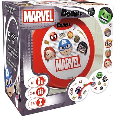 Asmodee Zygomatic Dobble Marvel Emoji Jeu de cartes d'action et de réflexes à partir de 7 ans 2 à 8 joueurs 15 minutes par partie espagnol et portugais Asmodee Zygomatic Dobble Marvel Emoji Jeu de cartes d'action et de réflexes à partir de 7 ans 2 à 8 joueurs 15 minutes par partie espagnol et portugais
