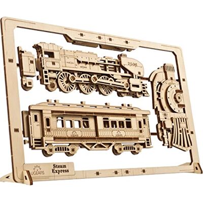 UGEARS Steam Express 2.5D Puzzle Picture Mechanical Wood Construction Kit UGEARS Steam Express 2.5D Puzzle Picture Mechanical Wood Construction Kit