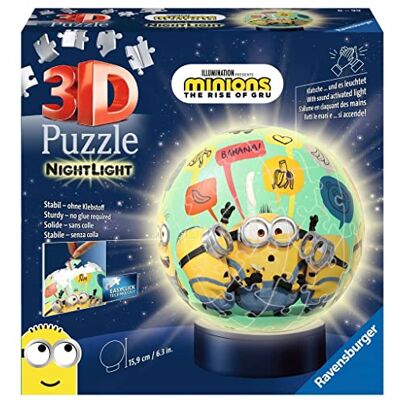 Ravensburger Puzzle 3D Ball illuminé Minions 2 A partir de 6 ans 72 pièces numérotées à assembler sans colle Socle lumineux inclus 11180 Ravensburger Puzzle 3D Ball illuminé Minions 2 A partir de 6 ans 72 pièces numérotées à assembler sans colle Socle lumineux inclus 11180