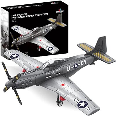 Apostrophe Games Ensemble de Blocs de Construction Chasseur Mustang P-51-258 Pièces Apostrophe Games Ensemble de Blocs de Construction Chasseur Mustang P-51-258 Pièces