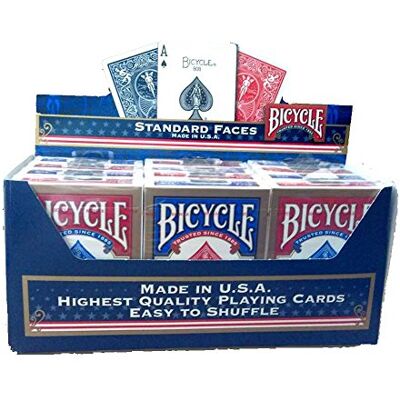 Bicycle Cartouche de 12 jeux de cartes format poker (6 bleus + 6 rouges) Bicycle Cartouche de 12 jeux de cartes format poker (6 bleus + 6 rouges)
