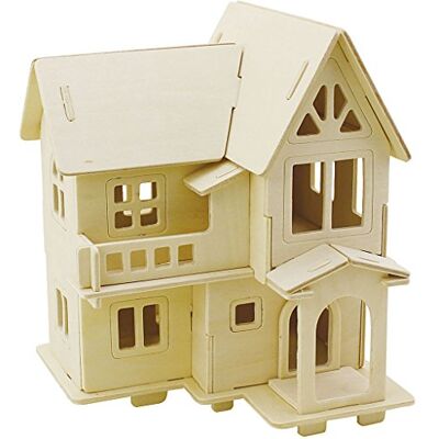 Creativ Kit de construction en bois 3D, maison avec balcon, taille 15,8 x 17,5x19,5, contreplaqué, 1 pièce. Creativ Kit de construction en bois 3D, maison avec balcon, taille 15,8 x 17,5x19,5, contreplaqué, 1 pièce.
