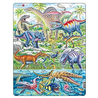Larsen FH49 Dinosaures Qui volent, courent et plongent, Puzzle Cadre avec de 70 pièces Larsen FH49 Dinosaures Qui volent, courent et plongent, Puzzle Cadre avec de 70 pièces