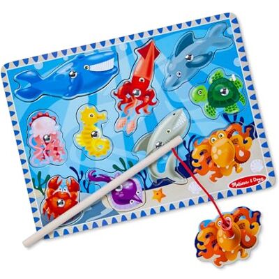 Melissa & Doug 13778 Jeu de pêche magnétique en bois et puzzle avec aimants d'animaux de l'océan Multicolore Melissa & Doug 13778 Jeu de pêche magnétique en bois et puzzle avec aimants d'animaux de l'océan Multicolore