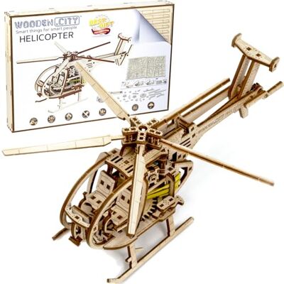 WOODEN.CITY Puzzle en bois hélicoptère 3D Maquette en bois pour adultes, hélicoptère mécanique de 173 pièces avec rotor de travail, modèle d'avion à faire soi-même WOODEN.CITY Puzzle en bois hélicoptère 3D Maquette en bois pour adultes, hélicoptère mécanique de 173 pièces avec rotor de travail, modèle d'avion à faire soi-même