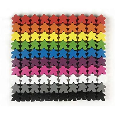 Apostrophe Games 100 Meeples En Bois, Jetons de Jeu de Société Multicolores et Remplacements Apostrophe Games 100 Meeples En Bois, Jetons de Jeu de Société Multicolores et Remplacements
