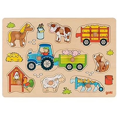 Goki Steckpuzzle Traktor mit Anhängern: 30 x 21 x 2,4 cm, Holz, 9 Teile, per Stück Goki Steckpuzzle Traktor mit Anhängern: 30 x 21 x 2,4 cm, Holz, 9 Teile, per Stück