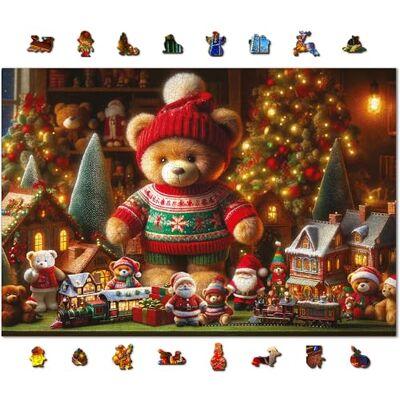 WOODEN.CITY Puzzle de Noël en bois de 1 000 pièces – Ours en peluche de Noël – avec 100 figurines uniques sur le thème des fêtes – Fabriqué en UE – Parfait pour s'amuser en famille et la décoration de WOODEN.CITY Puzzle de Noël en bois de 1 000 pièces – Ours en peluche de Noël – avec 100 figurines uniques sur le thème des fêtes – Fabriqué en UE – Parfait pour s'amuser en famille et la décoration de