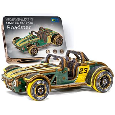 WOODEN.CITY Kit de modélisme de voiture en bois à faire soi-même – Puzzle en bois 3D de qualité supérieure pour adultes – Kit de modèle Roadster détaillé WOODEN.CITY Kit de modélisme de voiture en bois à faire soi-même – Puzzle en bois 3D de qualité supérieure pour adultes – Kit de modèle Roadster détaillé