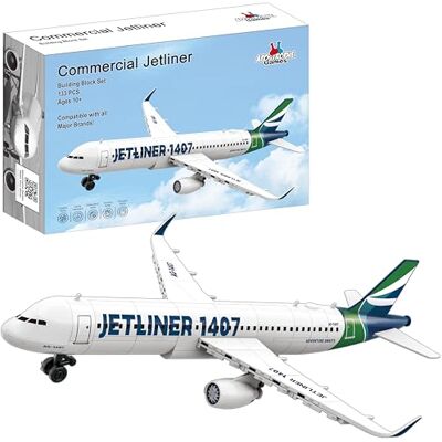 Apostrophe Games Ensemble de Blocs de construction Jetliner 133 Pièces Apostrophe Games Ensemble de Blocs de construction Jetliner 133 Pièces