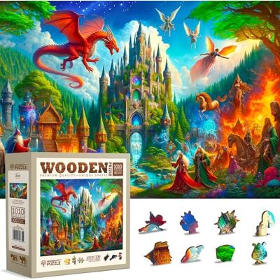 WOODEN.CITY Puzzle en bois 1000 pièces – Château de dragon fantastique 54 x 39,4 cm Fabriqué en UE WOODEN.CITY Puzzle en bois 1000 pièces – Château de dragon fantastique 54 x 39,4 cm Fabriqué en UE