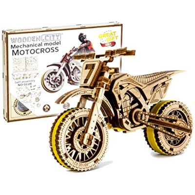 WOODEN.CITY Puzzle 3D Motocross – Maquette en bois pour adultes, kit de moto à l'échelle 1:15, construire votre propre modèle de moto, cadeau en bois parfait pour les amateurs d'adultes WOODEN.CITY Puzzle 3D Motocross – Maquette en bois pour adultes, kit de moto à l'échelle 1:15, construire votre propre modèle de moto, cadeau en bois parfait pour les amateurs d'adultes