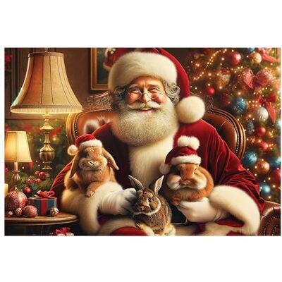 WOODEN.CITY Puzzle en bois 500 pièces Père Noël et lapins mignons avec 50 pièces en forme de Noël 39,4 x 26,7 cm Conçu et fabriqué dans l'UE WOODEN.CITY Puzzle en bois 500 pièces Père Noël et lapins mignons avec 50 pièces en forme de Noël 39,4 x 26,7 cm Conçu et fabriqué dans l'UE