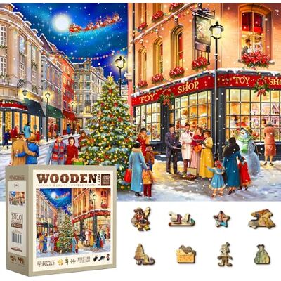 WOODEN.CITY Puzzle en bois 1010 pièces rue de Noël WOODEN.CITY Puzzle en bois 1010 pièces rue de Noël