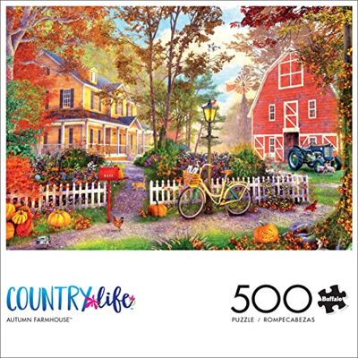Buffalo Games Dominic Davison Autumn Farmhouse Puzzle de 500 pièces pour adultes, pour les soirées de jeu, dimensions fini 54 x 38 cm Buffalo Games Dominic Davison Autumn Farmhouse Puzzle de 500 pièces pour adultes, pour les soirées de jeu, dimensions fini 54 x 38 cm