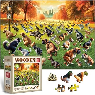 WOODEN.CITY Chiens Pipi Pipi Casse-tête en bois pour adultes 1000 pièces – Drôle de casse-tête de chien qui fait pipi, casse-tête en bois de 1000 pièces, scène animalière dans un parc national WOODEN.CITY Chiens Pipi Pipi Casse-tête en bois pour adultes 1000 pièces – Drôle de casse-tête de chien qui fait pipi, casse-tête en bois de 1000 pièces, scène animalière dans un parc national