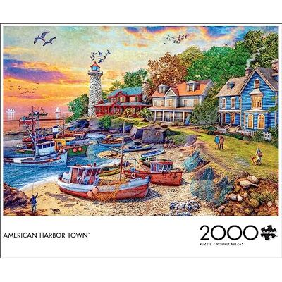 Buffalo Games Dominic Davison – American Harbor Town – Puzzle de 2000 pièces pour adultes – Puzzle stimulant parfait pour les soirées de jeu – Taille finie : 38,50 x 26,50 cm Buffalo Games Dominic Davison – American Harbor Town – Puzzle de 2000 pièces pour adultes – Puzzle stimulant parfait pour les soirées de jeu – Taille finie : 38,50 x 26,50 cm