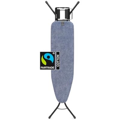 Brabantia Ironing Board A With Steam Iron Rest Adjustable in Height Non-Slip Rubber Feet Cotton Cover with Foam Layer Foldable Denim Blue 110x30 cm Brabantia Ironing Board A With Steam Iron Rest Adjustable in Height Non-Slip Rubber Feet Cotton Cover with Foam Layer Foldable Denim Blue 110x30 cm