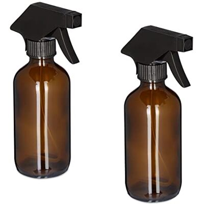 Relaxdays Lot de 2 flacons pulvérisateurs en verre 230 ml Brume et jet Pour soin des cheveux, nettoyage et plantation Marron Relaxdays Lot de 2 flacons pulvérisateurs en verre 230 ml Brume et jet Pour soin des cheveux, nettoyage et plantation Marron