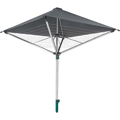 Leifheit Séchoir parapluie LinoProtect 400, étendoir parapluie pour extérieur avec toit étanche, séchoir à linge inclus 8 œillets pour cintres et douille de sol Leifheit Séchoir parapluie LinoProtect 400, étendoir parapluie pour extérieur avec toit étanche, séchoir à linge inclus 8 œillets pour cintres et douille de sol