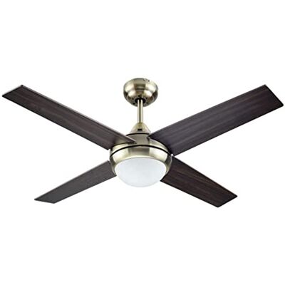 Bastilipo Mojacar Cuir Ventilateur de plafond avec lumière LED et télécommande, Cerise/noyer, diamètre total 106 cm, 0531 Cuir 3 LED Bastilipo Mojacar Cuir Ventilateur de plafond avec lumière LED et télécommande, Cerise/noyer, diamètre total 106 cm, 0531 Cuir 3 LED