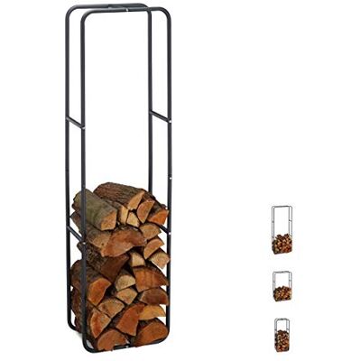 Relaxdays Étagère pour bûches de cheminée, en acier, intérieur et extérieur, étagère à bois de chauffage, H x l 150 x 40 cm, anthracite Relaxdays Étagère pour bûches de cheminée, en acier, intérieur et extérieur, étagère à bois de chauffage, H x l 150 x 40 cm, anthracite