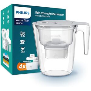 Philips Water Carafe filtrante + 4 cartouches filtrantes Softening + de rechange, réduction de la dureté de l'eau jusqu'à 50%, débit rapide, blanc, 2,6 l, minuterie électronique Philips Water Carafe filtrante + 4 cartouches filtrantes Softening + de rechange, réduction de la dureté de l'eau jusqu'à 50%, débit rapide, blanc, 2,6 l, minuterie électronique